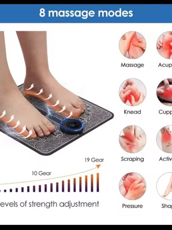 Almohadilla masajeadora Eléctrica de Pies. Estimulación Muscular Eléctrica (EMS)