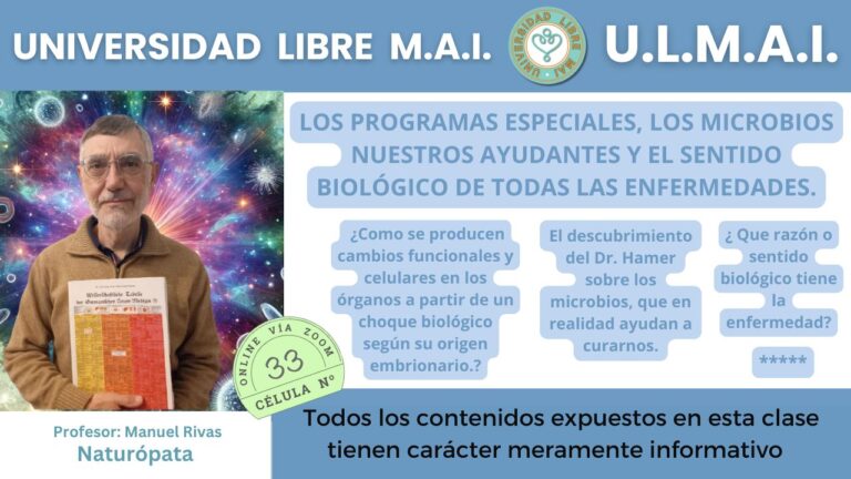 Célula 33 – Los programas especiales, los microbios nuestros ayudantes y el sentido biológico de todas las enfermedades